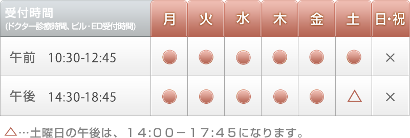 診療時間のご案内